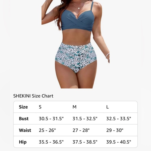 Blue and Leopard Print Women's Swimwear - Picture 3 of 3